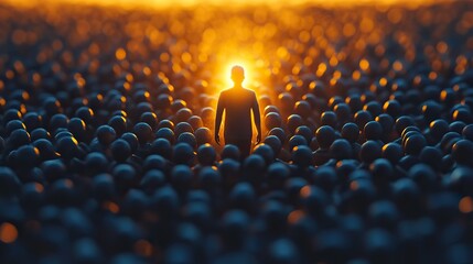 Obraz premium a standout individual illuminated among crowd symbolizing self promotion ,personal branding