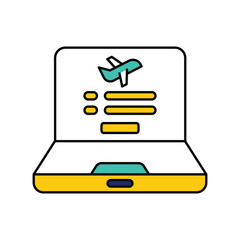 Flight Booking color line icon with white background vector stock illustration