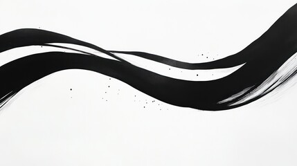 Abstract black brush strokes on a white background, conveying simplicity and elegance.