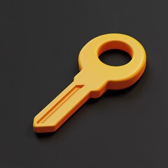 3D Key Icon: Security and Access Illustration Logo
