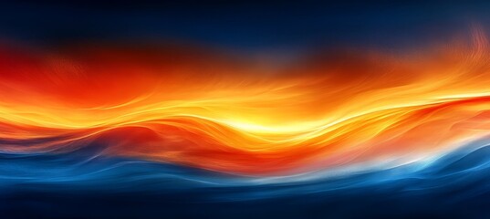 Obraz premium Abstract Wavy Background with Smooth Color Gradients of Fiery Orange and Cool Blue Tones