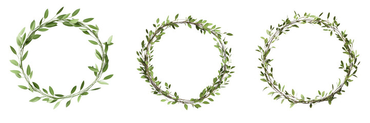 Obraz premium Die-cut botanical wreaths on a white isolate background.