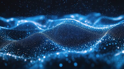 Abstract Blue Waves with Sparkling Particles