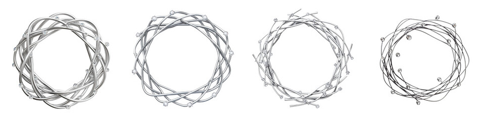 Four circular nests on a white isolated background.
