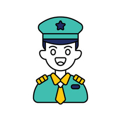 Pilot color line icon with white background vector stock illustration