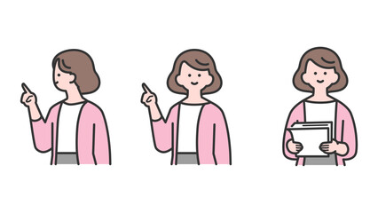 指を指すポーズの女性・バリエーション