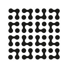 Metaball icons. Connected dots signs. Integration abstract symbol. Circles seamless pattern. Point movement. Connected blobs. Metaballs transition. Flat logos.