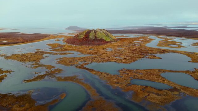 Landscape Of The Pingos Of Tuktoyaktuk In Canada - Aerial Shot