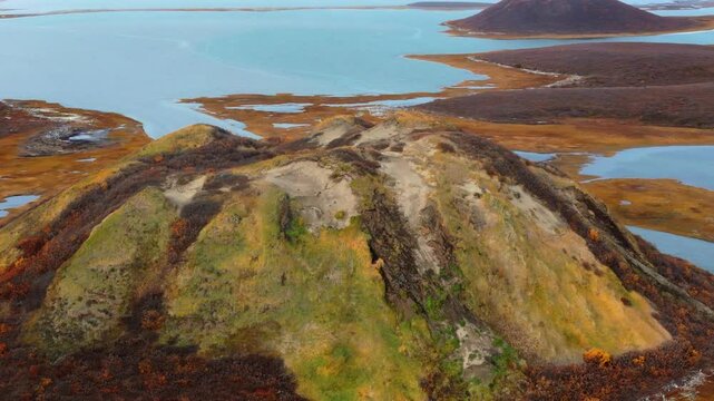 Pingo Landmark In Tuktoyaktuk, Northwest Territories, Canada - Aerial Shot