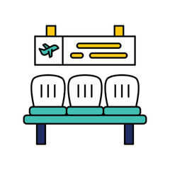 Waiting Seats color line icon with white background vector stock illustration