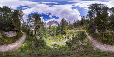 View from hiking near Cristallo mountain - Italy - 360 degree photo