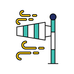 Windsock color line icon with white background vector stock illustration