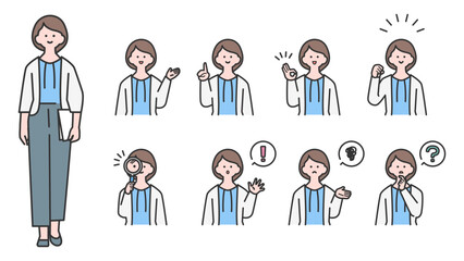 若い女性　上半身・表情バリエーション