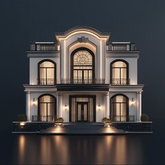 Fototapeta premium 3D Luxury Home Icon: High End Residential Property Illustration Logo