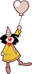 Illustration of a cute clown with a balloon