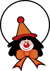 Cute clown head in a circle illustration