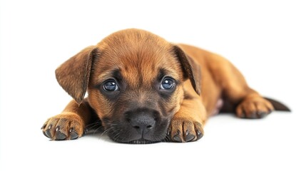 Obraz premium Small Brown Dog on White Floor