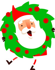 Christmas character - Santa Claus with a Christmas wreath