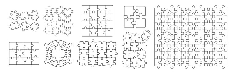 Puzzle pieces vector set. Puzzle pieces vector set. Puzzle jigsaw on transparent background