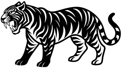 Roaring tiger isolated of transparent background. 