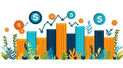 Obraz premium financial development in business showcasing increasing profit growth with upward trending graphs currency symbols ,corporate imagery