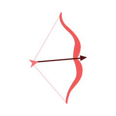 Red bow and arrow of cupid icon isolated on transparent and white background. Closeup element for valentine card design decoration. Vector illustration. Valentine's day. Amour.