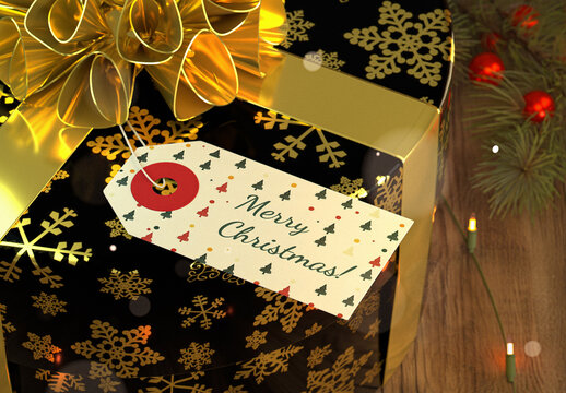 Christmas Gift Label Mockup