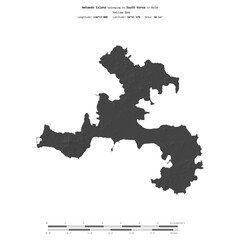 Amtaedo Island. South Korea. Shape on white. Bilevel © zelwanka