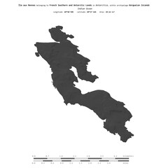 Ile aux Rennes. French Southern and Antarctic Lands. Shape on white. Bilevel © zelwanka