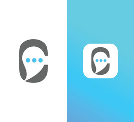 Letter C Logo with Negative Space Chat Bubble