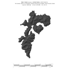Baker Island. United States. Shape on white. Bilevel © zelwanka