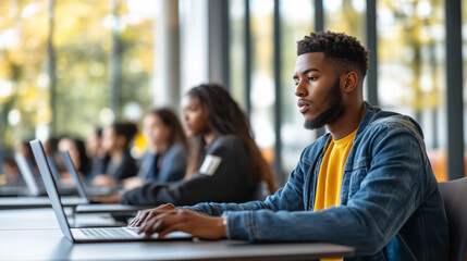 Students Working in a Modern Classroom Environment