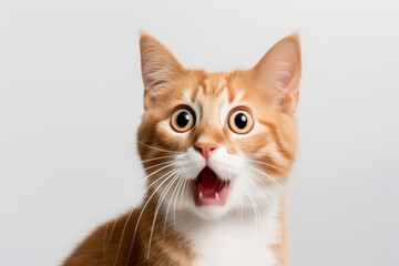 Fototapeta premium The cat reacting with surprise, wide eyes and open mouth