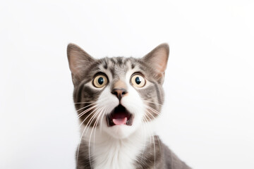 Fototapeta premium The cat reacting with surprise, wide eyes and open mouth