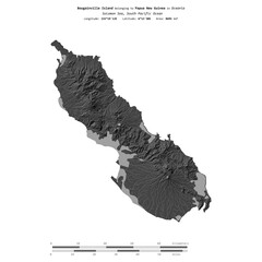 Bougainville Island. Papua New Guinea. Shape on white. Bilevel © zelwanka