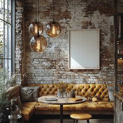  Industrial loft styl Dining Room with Blank Frame