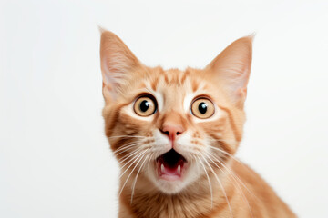 Obraz premium The cat reacting with surprise, wide eyes and open mouth