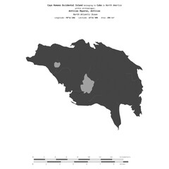 Cayo Romano Occidental Island. Cuba. Shape on white. Bilevel © zelwanka