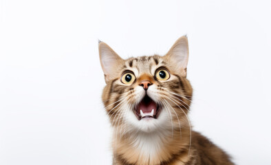 Obraz premium The cat reacting with surprise, wide eyes and open mouth
