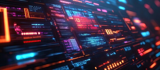 Obraz premium Futuristic Digital Interface with Neon Lights