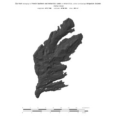Ile Foch. French Southern and Antarctic Lands. Shape on white. Bilevel © zelwanka