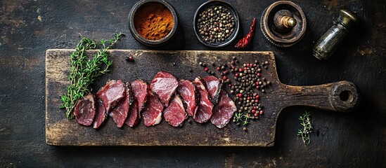 Dried Meat on a Cutting Board