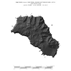 Gough Island. Saint Helena, Ascension and Tristan da Cunha. Shape on white. Bilevel © zelwanka