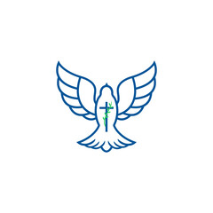 dove of peace with cross jessus logo design
