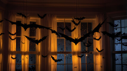 bat silhouette decorations for a Halloween event