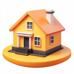 3D Sold House Icon: Completed Real Estate Transaction Illustration Logo