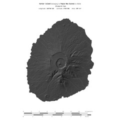 Karkar Island. Papua New Guinea. Shape on white. Bilevel © zelwanka