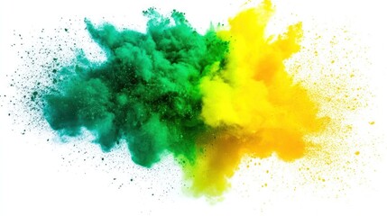 A vibrant explosion of green and yellow powder, symbolizing creativity and celebration.