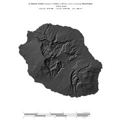 La Reunion Island. France. Shape on white. Bilevel © zelwanka