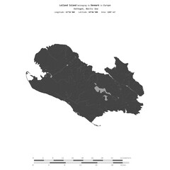 Lolland Island. Denmark. Shape on white. Bilevel © zelwanka